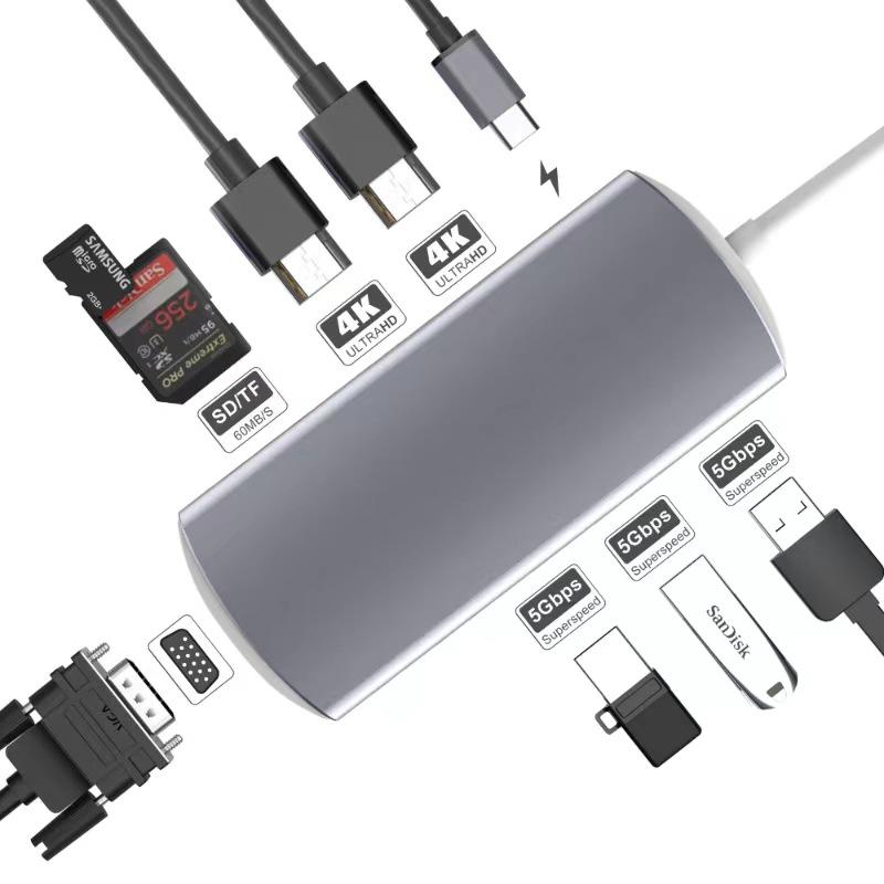 9-in-1 USB-C Docking Station: Dual HDMI, USB Hub for MacBook Pro