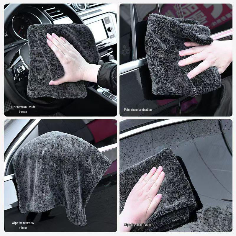 Compact Soft Braid Car Cleaning Towel - Lint-Free, Absorbent, Streak-Free