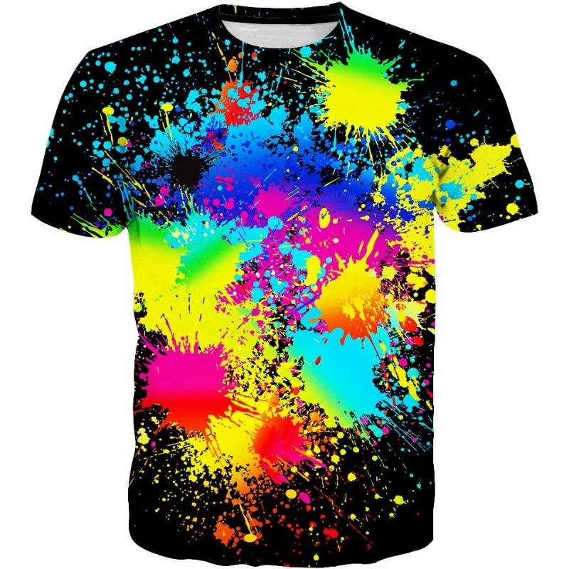 T-shirt Estiva da Uomo in Poliestere 3D Asciugatura Rapida Traspirante Manica Corta T-shirt Casual Colore Tie Dye T-shirt Estiva