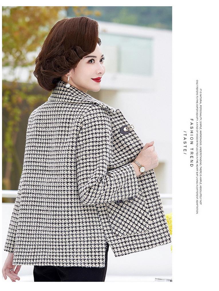 2025 Fashionable Plaid Woolen Jacket for Women, Perfect for Middle-Aged Moms and Seniors
