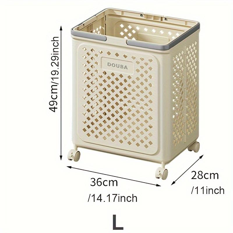Foldable Storage Basket, Small Plastic Laundry Basket with Wheels and Handles, Space-saving Rolling Basket