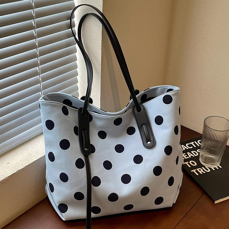 Dot-pattern Large-capacity Tote Bag, Trendy Single-shoulder Bag, Niche Pleated Underarm Bag