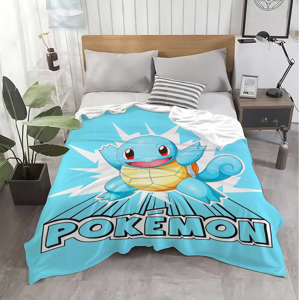 Pokem-Squirtles Cushion Blanket for Decorative Sofa Bedspread on the Bed Fluffy Soft Blankets Home Bedroom Decoration Throw Knee