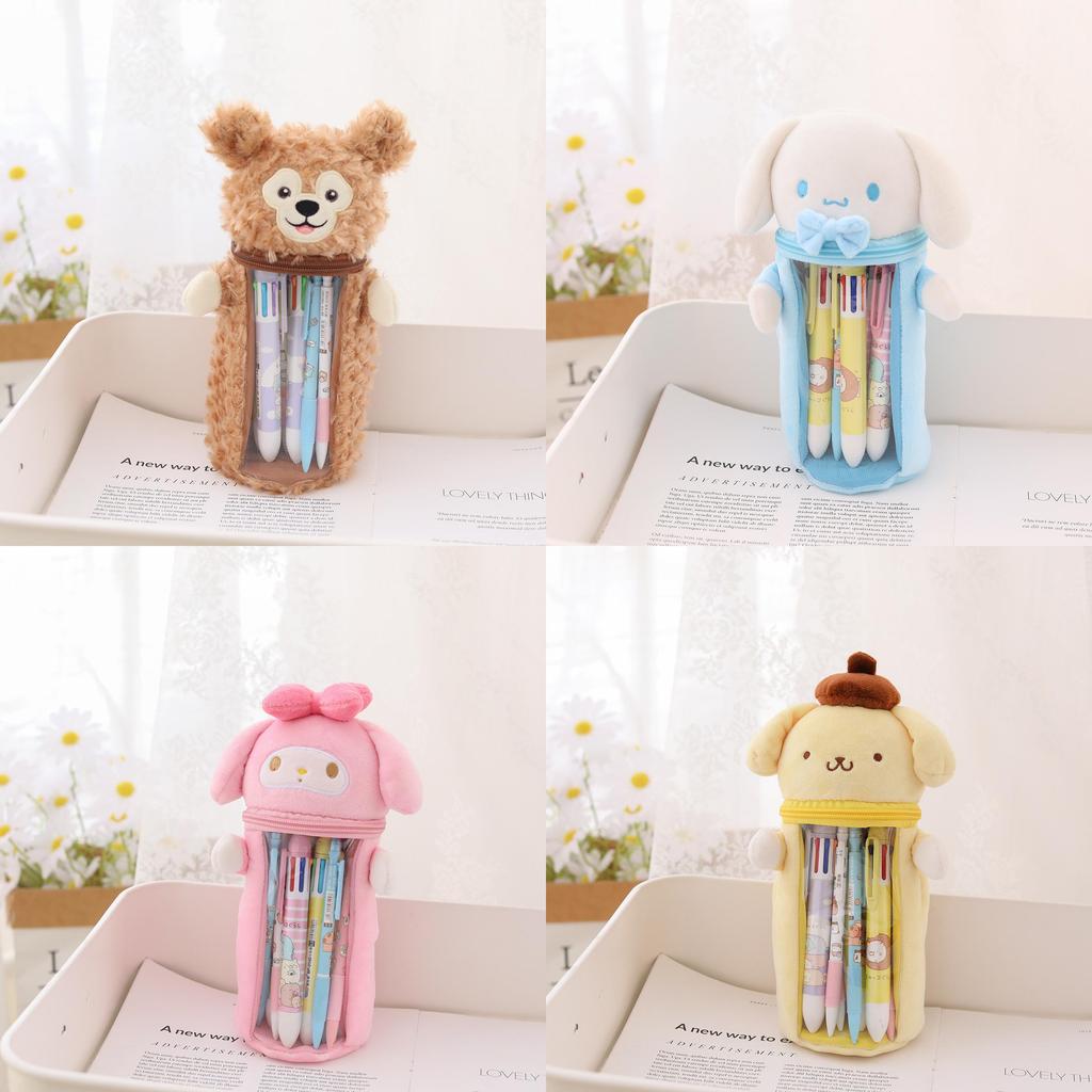 Cute Japanese Star Sailor Moon Plush Pen Holder Pencil Case For Girls' Stationery Storage, Transparent Gift Bag