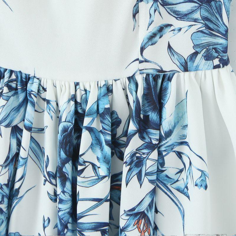 Kaslead New Arrival Women's Clothing Fashion Style Fashion Minimalist Flower Print Hanging Collar Dress 0085131