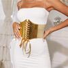 PU Leather Female Waistband Dress Girdle Wide Waist Belt Slimming Gold Cummerbunds  Corset