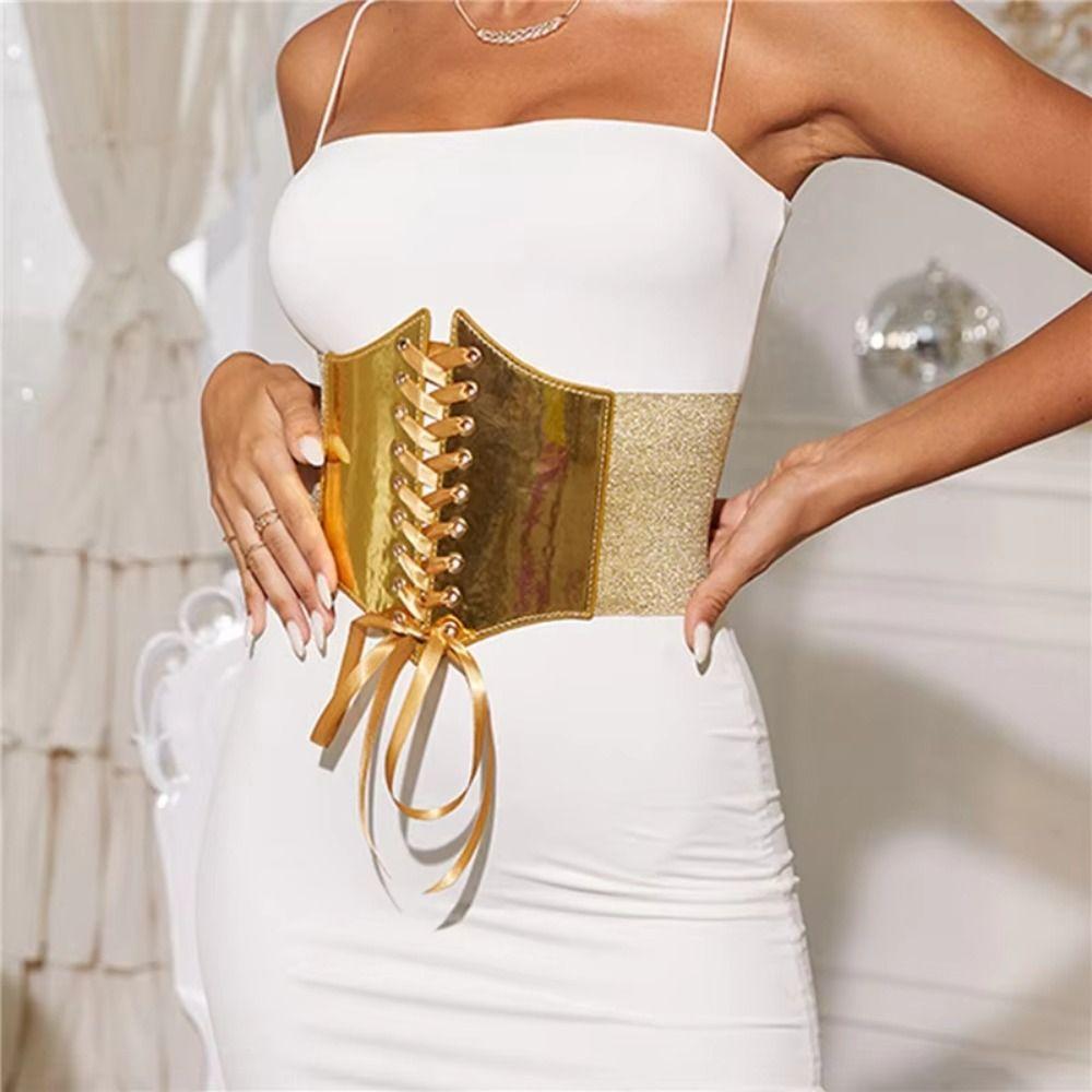 Dress Girdle Female Waistband High Waist Wide Waist Belt Luxury Gold Cummerbunds  Corset