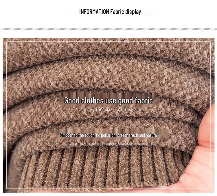 Men's Plus Velvet Knitwear Winter Lapel Polo Shirt - Middle-aged Casual Warm Long Sleeve Sweater Base Layer