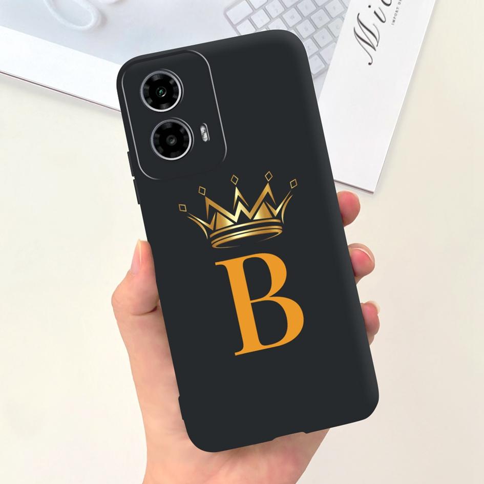 For Motorola Moto G24 Case 2024 New Fashion Crown Letters Soft Black Silicone Back Cover For Moto G34 G 24 Power XT2423-1 Fundas