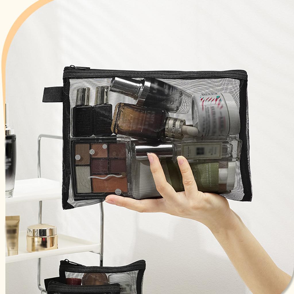 Women Mesh Cosmetic Bag Travel Storage Makeup Bag Organizer Female Make Up Pouch Portable Small Large Toiletry Beauty Case