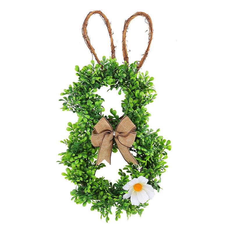 Easter Dead Branch Wreath Outdoor Garden Simulated Flower Door Hanging Creative Rabbit White Flower Wreath