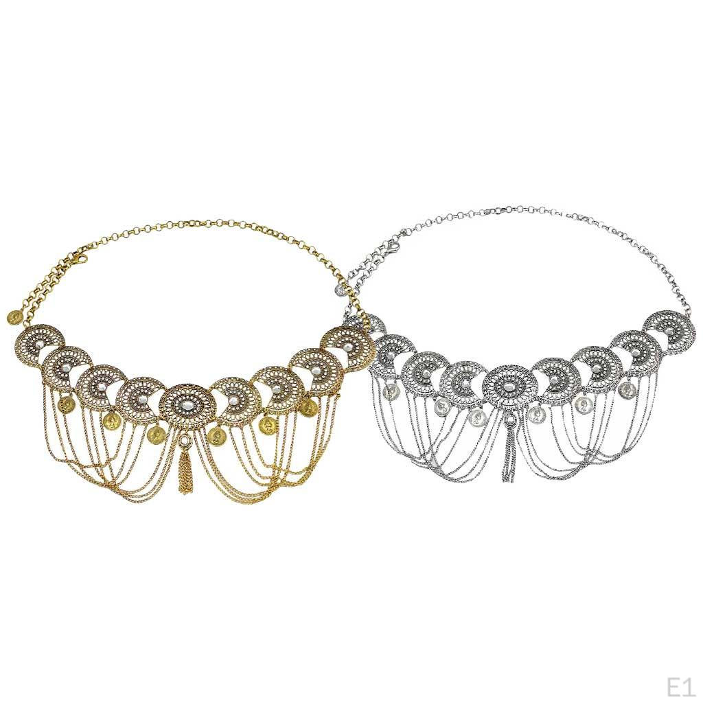Women Rhines Coin Tassel Chain Weddiing Sash Waist Belt