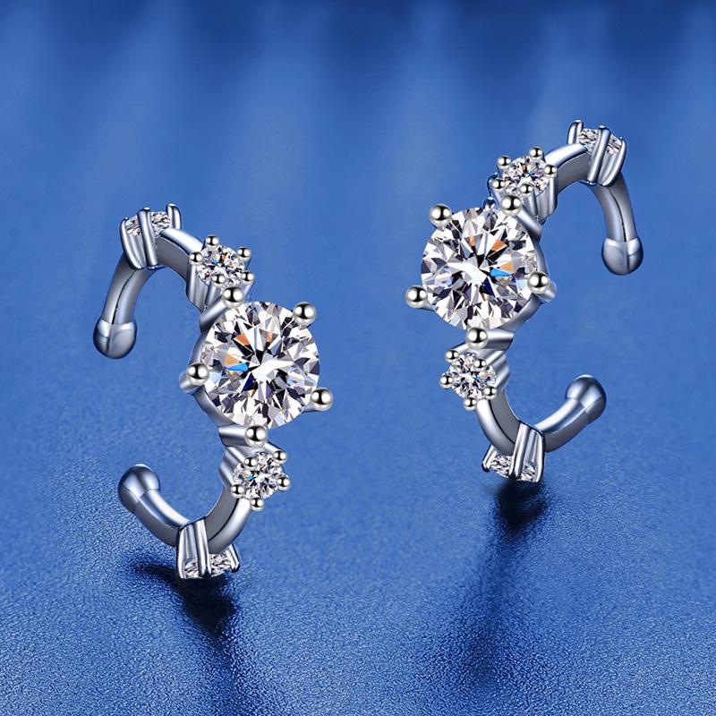 S925 Sterling Silver Moissanite Ear Cuff: Light Luxury No-Piercing Earrings