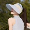 Women's Hollow Top Sun Visor Cap - Summer UV Protection Hat with Wide Brim, Face Cover Outdoor Adjustable Hat