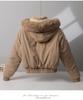 Women's Fleece-lined Cotton-padded Coat with Big Fur Collar Short Thickened Hooded Jacket