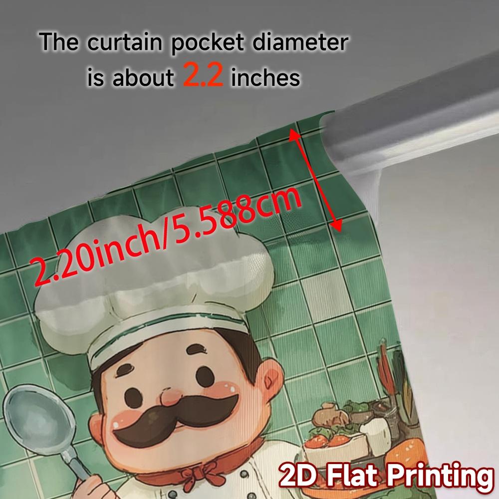 2 ks   2D PLOCHÝ TISK Závěsy (Bez prutu) Minimalistické populární závěsy do kuchyně šéfkuchaře Odolná látka 100% polyester