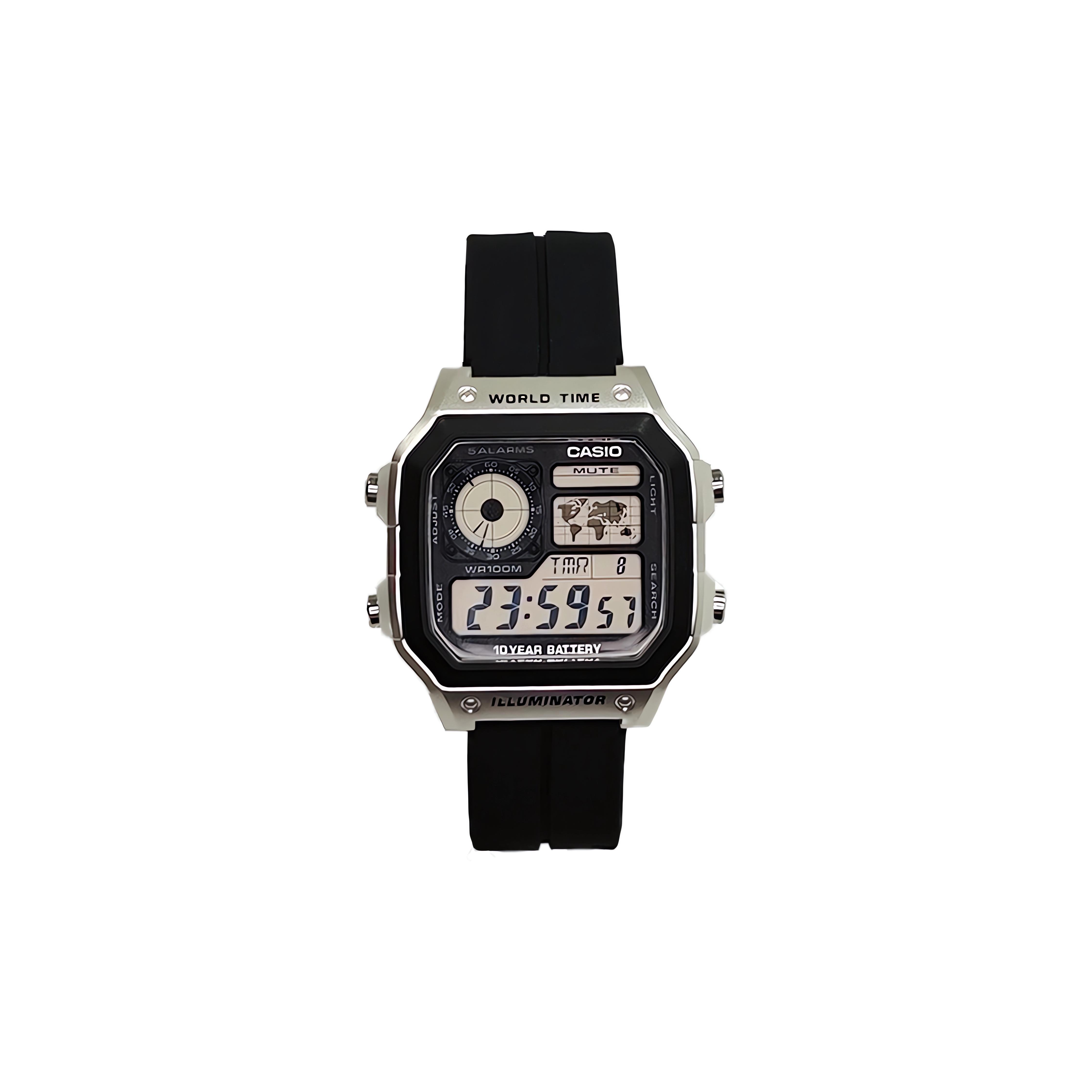 CASIO Unisex YOUTH Black Watch AE-1200WH-1C(Watch3--) Steel Block Dark Black