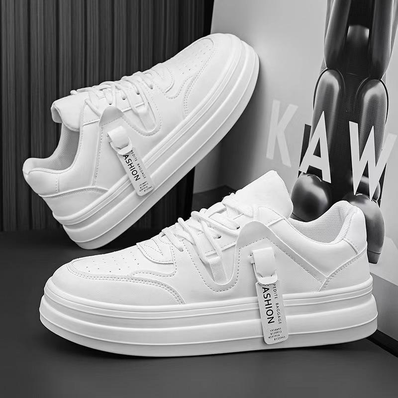 High Quality Chunky Men's Casual Sneakers Designer Green Comfortable Men Leather Flats Shoes Outdoor Soft-soled Walking Footwear