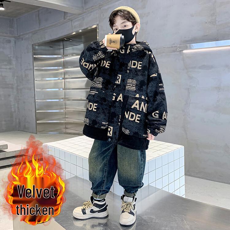 Boys' Fleece-Lined Denim Parka - 2025 Winter Trendy Collection