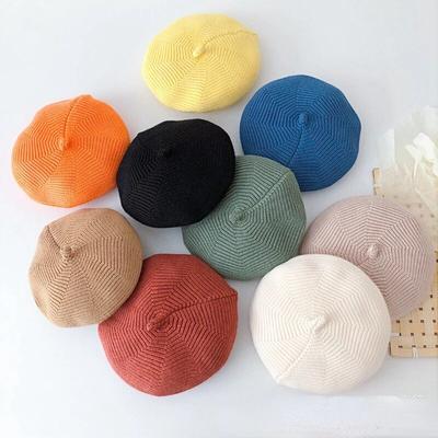 Colorful Kids Berets Knitted Woolen Hats for Children Baby Fashion Beanies Caps for Boys Girls Photography Props Hat Solid Color