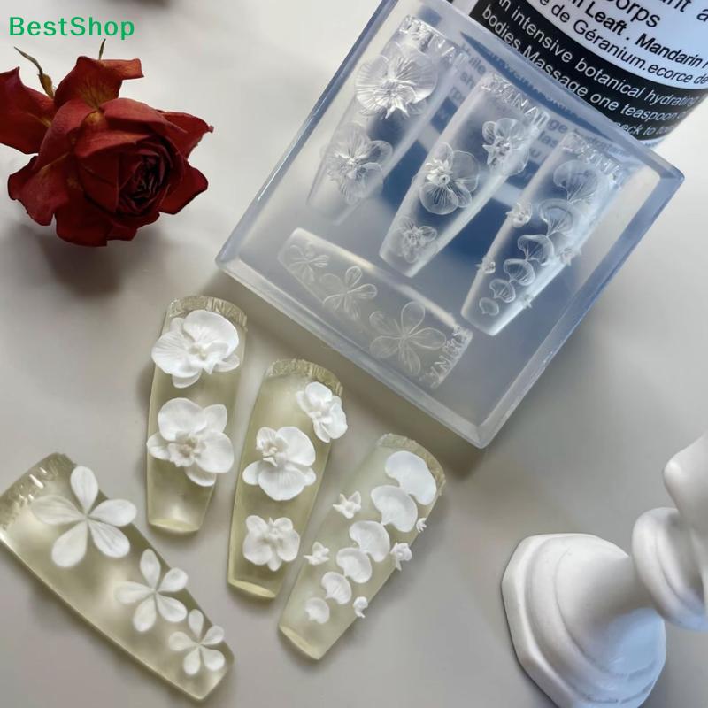 3D Transparent Silicone Nails Mold DIY Nail Art Decorations Phalaenopsis Flower Manicure Templates For Nails Jewelry Crafts