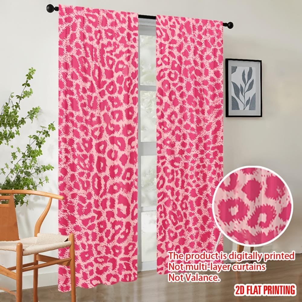 Digital Printed Curtains, Hot Girl Pink Leopard Pattern, Beautiful Window Drapes for Living Room Bedroom Home Decor