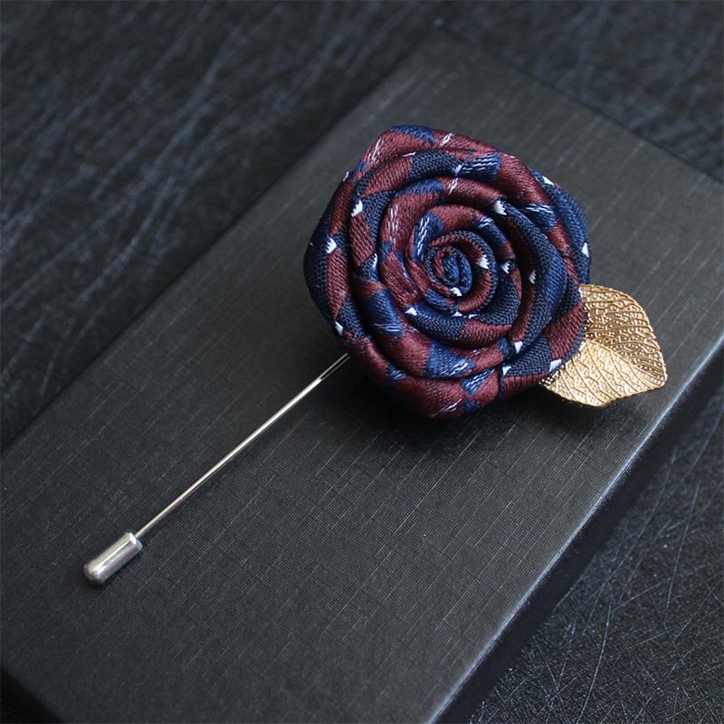1PC Wedding Bridegroom Brooch Cloth Collar Brooch Alloy Lapel Pins Rose Flower Accessories Suit