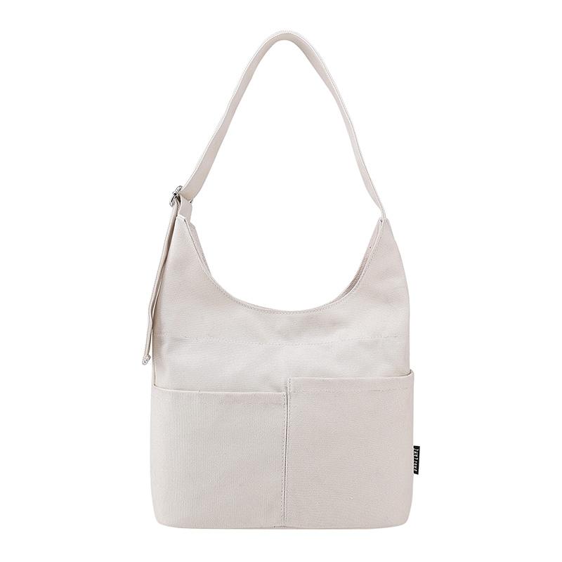 Large Capacity Tote Bag Women's Canvas Bag Solid Color Shoulder Crossbody Bag