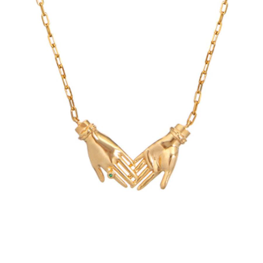 Gold-Plated Double-Sided Palm Eye Demon Necklace with High Color Retention