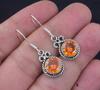 Solid 925 Sterling Silver Orange CZ Handmade Designer Drop Earrings Boho Earrings Anniversary Gift Earrings