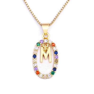 Nidin New Colorful 26 Letters A - Z Initial Alphabet Pendant Long Chain Necklace Jewelry Women Accessories Gift