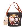 Korean Cartoon Labubu Crossbody Canvas Women's Bag Large Capacity Student Commuting To Class Embroidered Shoulder Bag Bucket Bag