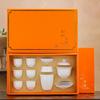Dehua White Porcelain Kung Fu Tea Set Household Suet Jade Porcelain Tea Cover Bowl Teapot Teacup Ceramic Gift Box