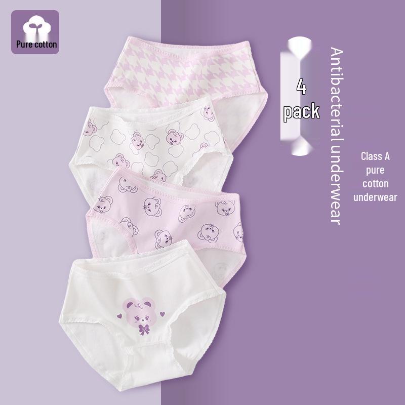 

Girls Antibacterial Cotton Triangle Briefs - No Wedgies, Class A Underwear for Little Girls 10A. L [Weight 35-45 jin]
