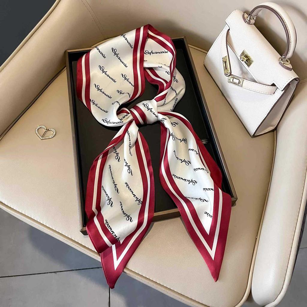 Classic retro spring and autumn imitation silk long silk scarf women's scarf neck protection scarf thin decorative scarf new versatile