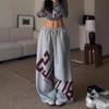 American Street Dance Alphabet Printed Straight Sweatpants Men's and Women's Hip Hop Trend Brand Loose Wide Leg Pants Sweatpants Dance Pants