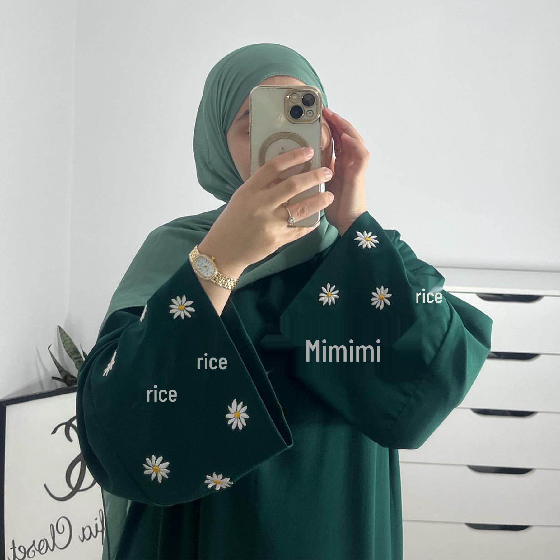 

Elegant Daisy Embroidery Dress: Loriya2024 Dubai Turkey Collection LR802 Small зелений