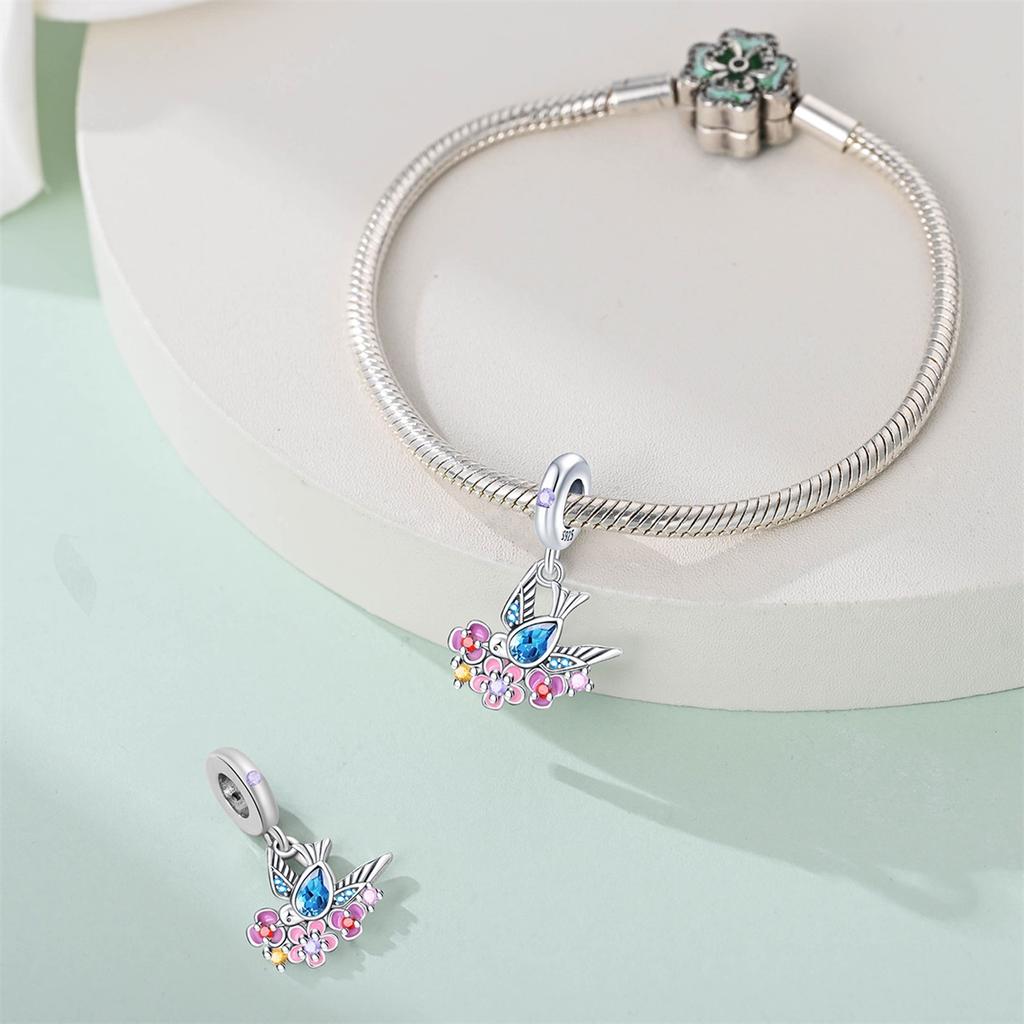 Charm Beads Original Genuine Copper Plated Little Swallow Pendant Beads Fit Bracelet Diy Gift Idea Women Delicate Jewelry Item Accessory