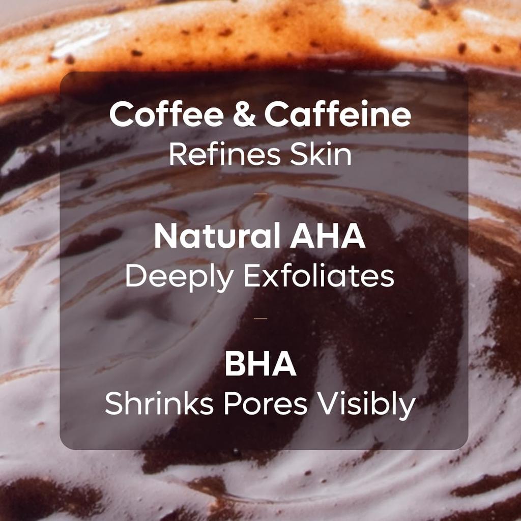 mCaffeine Exfoliating Coffee Face Pack With Natural AHA For Glowing Skin, Deep Cleansing Face Mask For Blackheads Dirt Removal 100 G