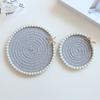 12cm*12cm Multiple Colors Chic Cotton Rope Ornament Bowknot Home Table Decor Pearl Handmade Coffee Cup Pad Creative Accessories