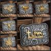 Western Belt Buckle Initial Vintage-Cowboy Rodeo Silver Large Belt Buckle For Men Women