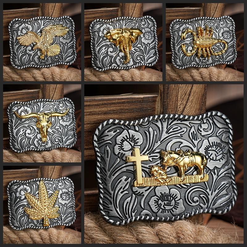 Western Belt Buckle Initial Vintage-Cowboy Rodeo Silver Large Belt Buckle For Men Women