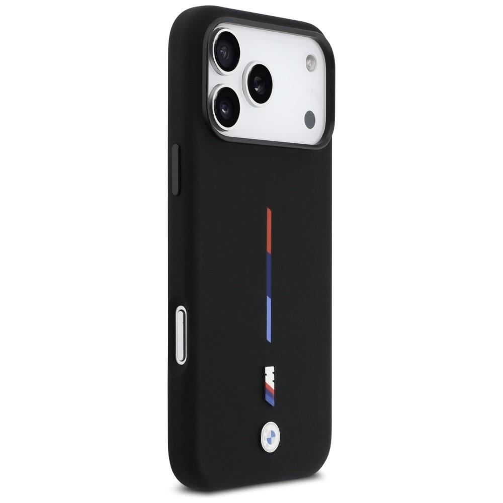 BMW M Silikon Dreifarbige Linie MagSafe iPhone 17 Pro Max Hülle Schwarz