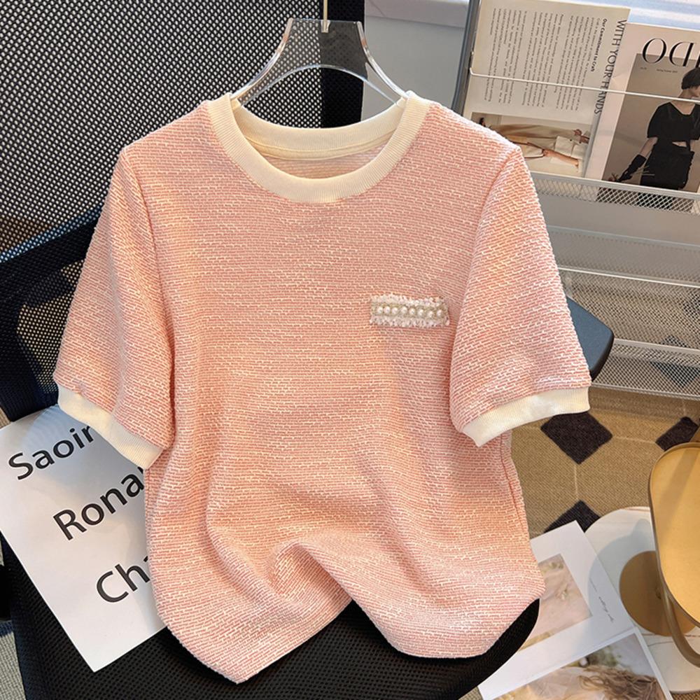 Casual Knitted T-shirt Tops Skinny Summer Women T-shirts Outwear Solid Women's O-neck Short Sleeve Bottoming Tees for Female