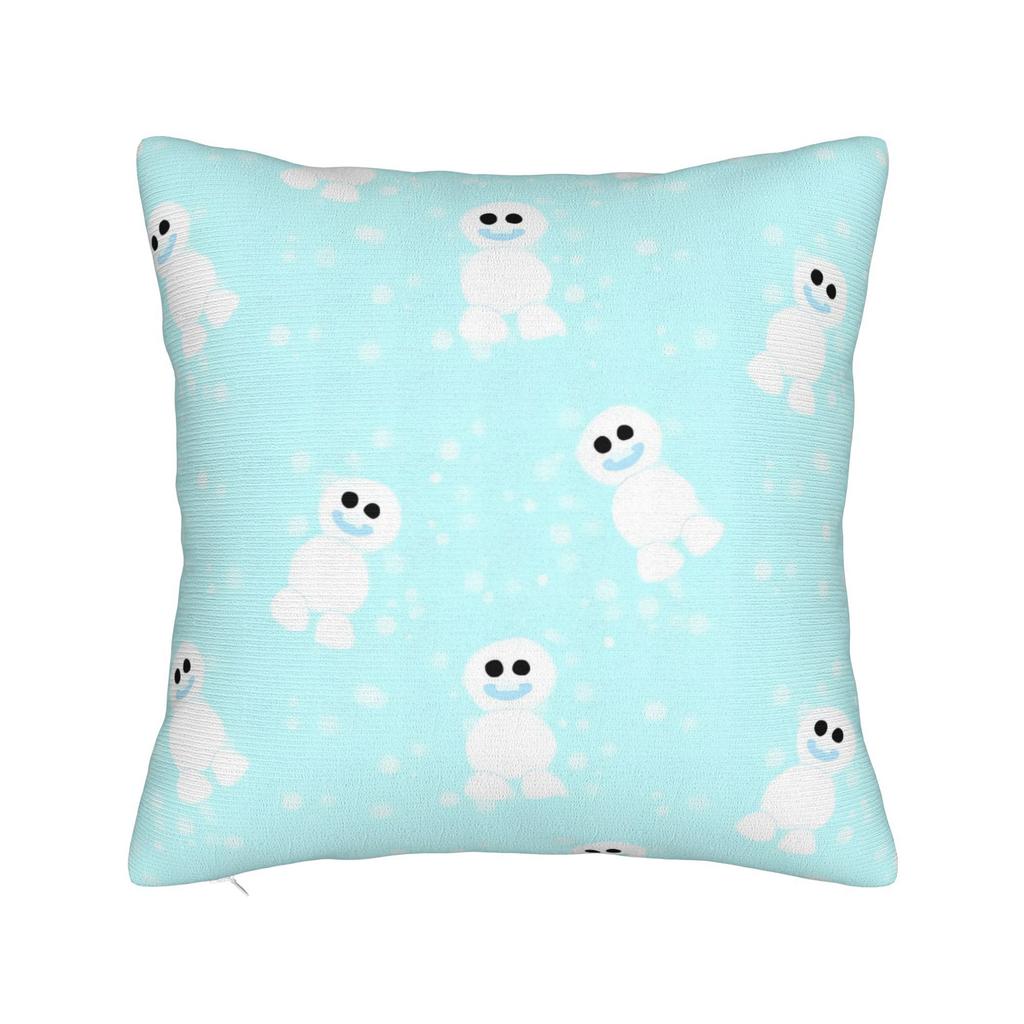 Cute Little Snowgies Happy Little Snow People Themed New Chinese Style Living Room Sofa Cushions and Pillows Cover - Double Sided Print