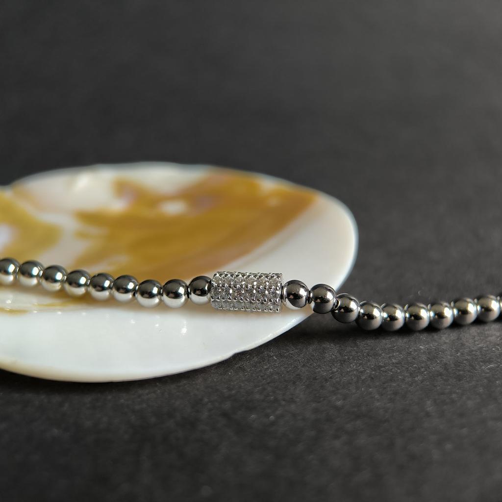 Серебряный браслет с фианитами, вес изделия 5,95 гр (2214823)