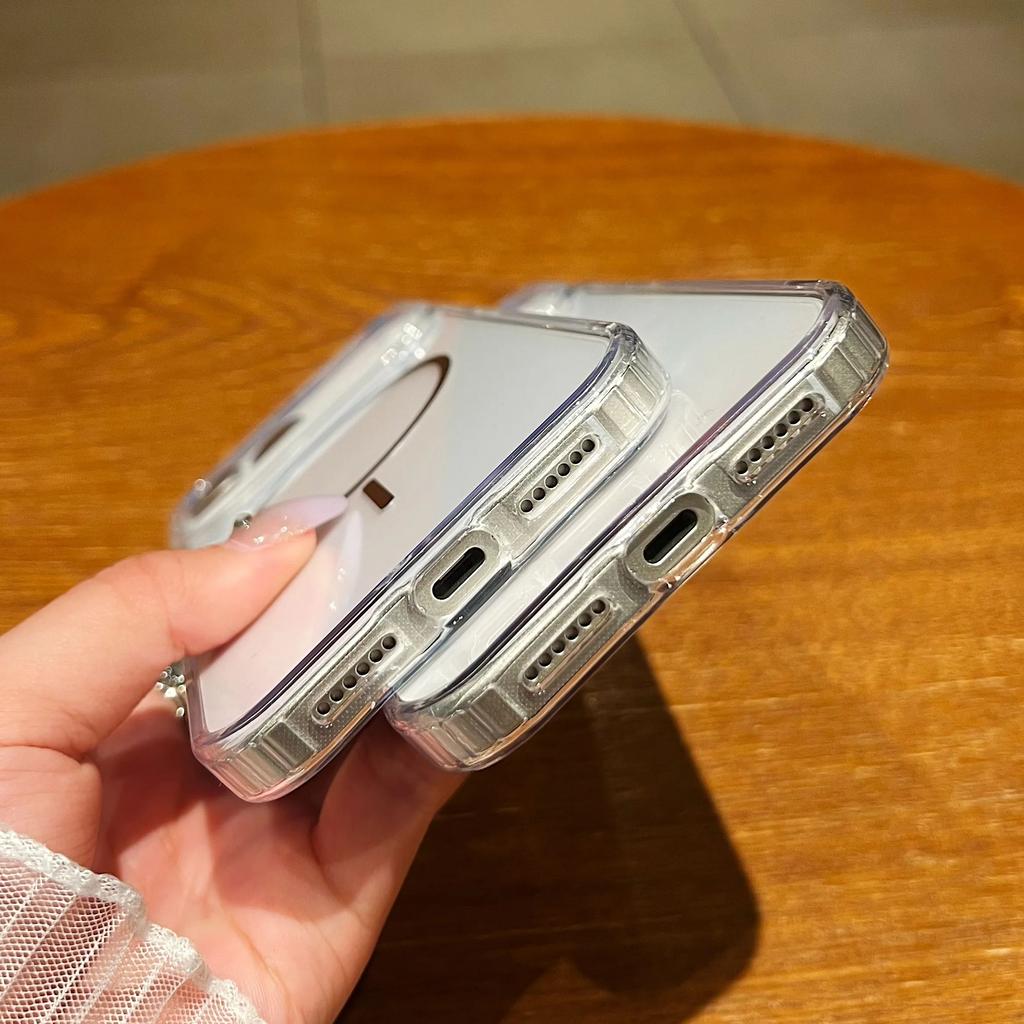 UltraThin Transparent Phone Case For iPhone 17 13 12 11 16 Pro Max 14 15 Plus 17 Air For Magsafe  Magnetic Charger Protect Cover