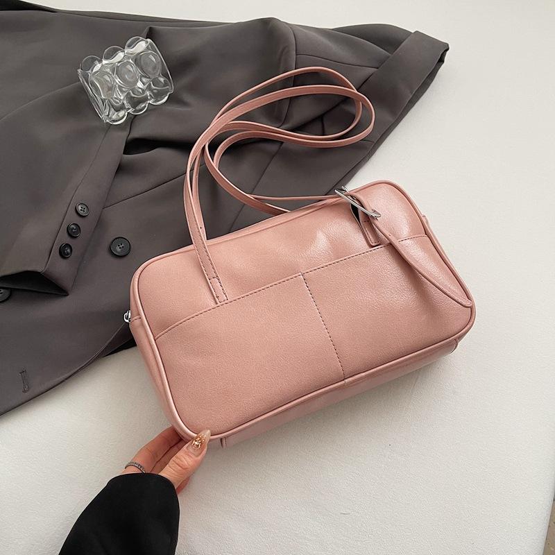 

Niche trend simple underarm Boston bag women s 2025 summer temperament elegant casual shoulder tote bag розовый