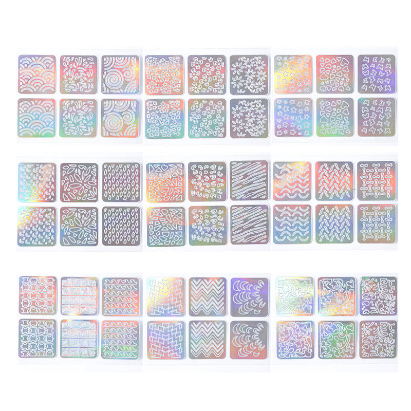 24 Mixed Nail Art Sticker Symphony Laser Cutout Stickers Nail Decals Large-scale Painting Printing Template Stickers