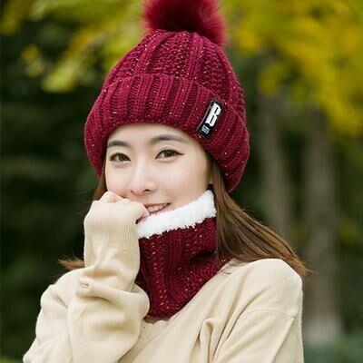 Warm Hat Children's Autumn and Winter Knitted Wool Hat Warm Plush Thickened Versatile Letter B Standard Wool Hat